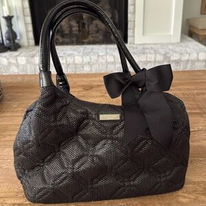 Kate Spade Woven Shoulder Bag with Bow EUC